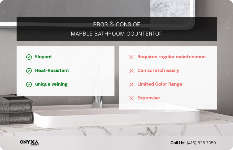 Best Bathroom Countertop Materials in 2024 3 PROS CONS of Marble Bathroom Countertop